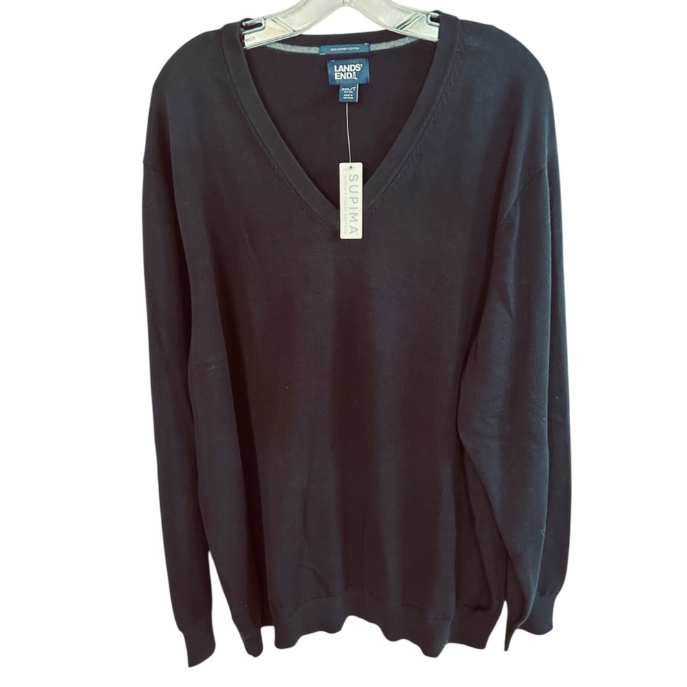 NWT LANDS’ END SUPIMA COTTON V-NECK MEN’S SWEATER